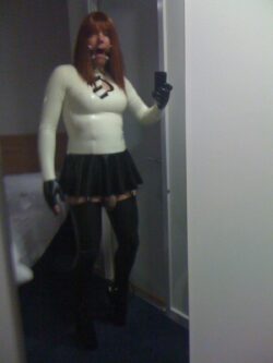 Sissy Annabel as a sl*tty latex school girl