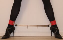 Black heels on and completely still.