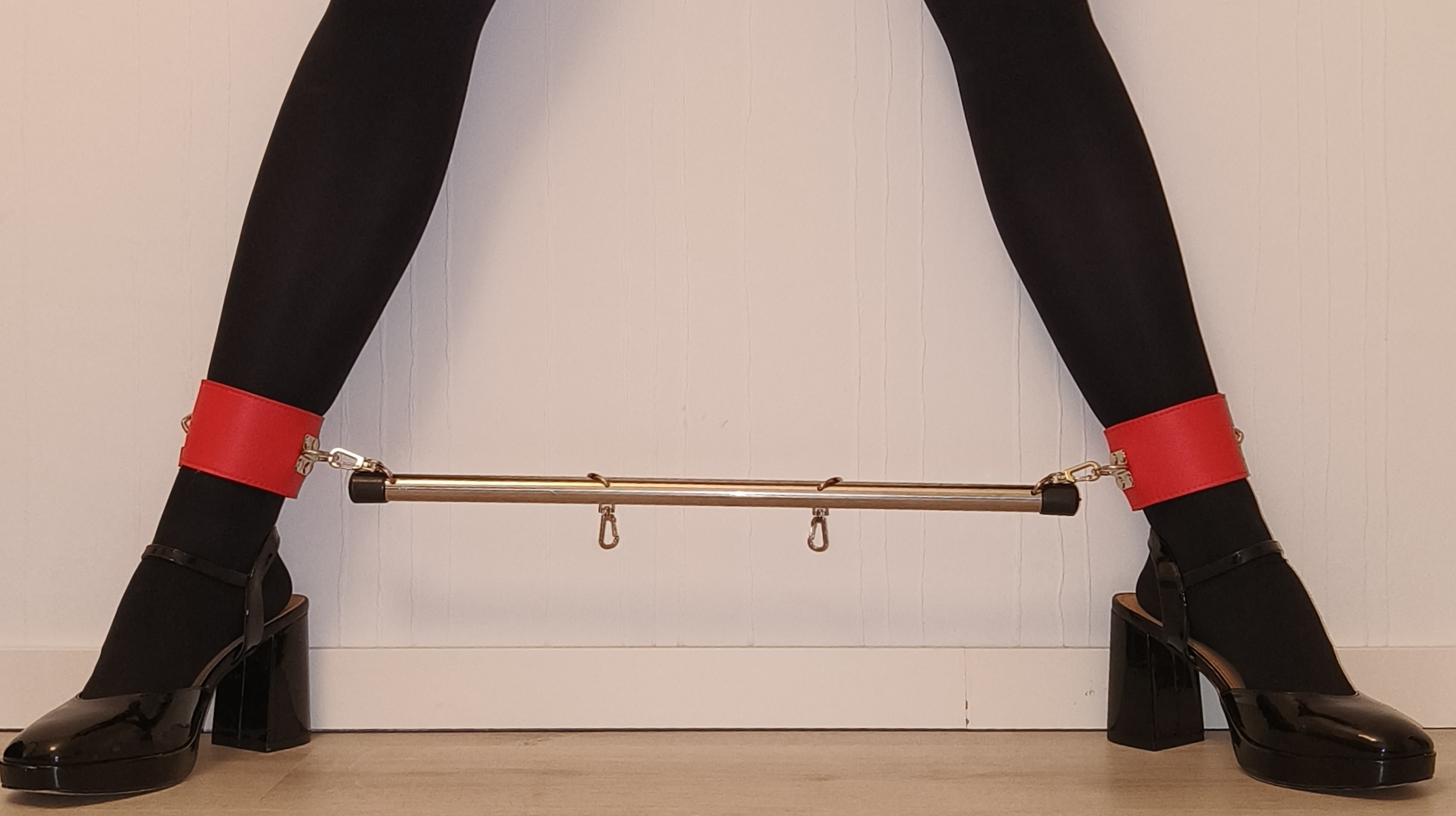 Black heels on and completely still.