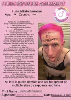 sissy sl*t bradley thomas werner’s public exposure agreement