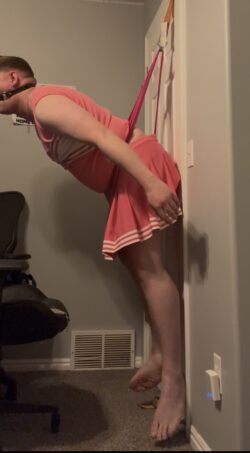 Sissy cheerleader hanging wedgie