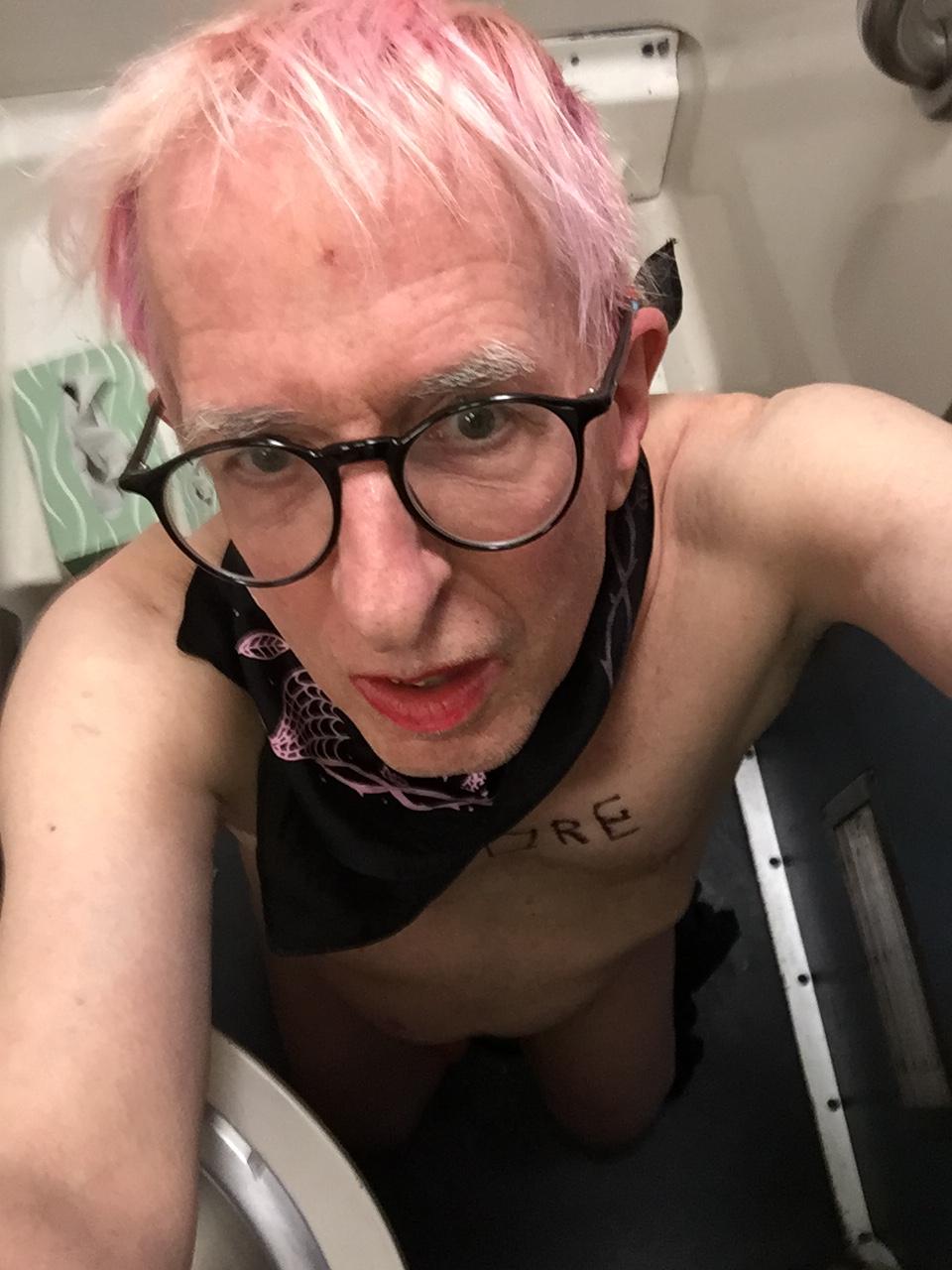 sissy on its knees on the train