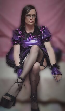 Showing off new purple pictures sissy maid outfit