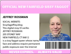 Jeffrey Rossman`s sissy ID card. Jeffrey is a sissy from Connecticut