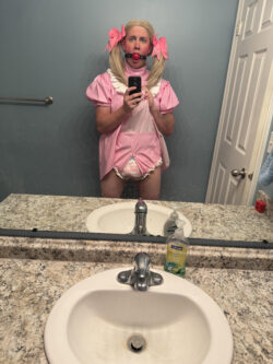 Ballgagged sissy baby bimbo