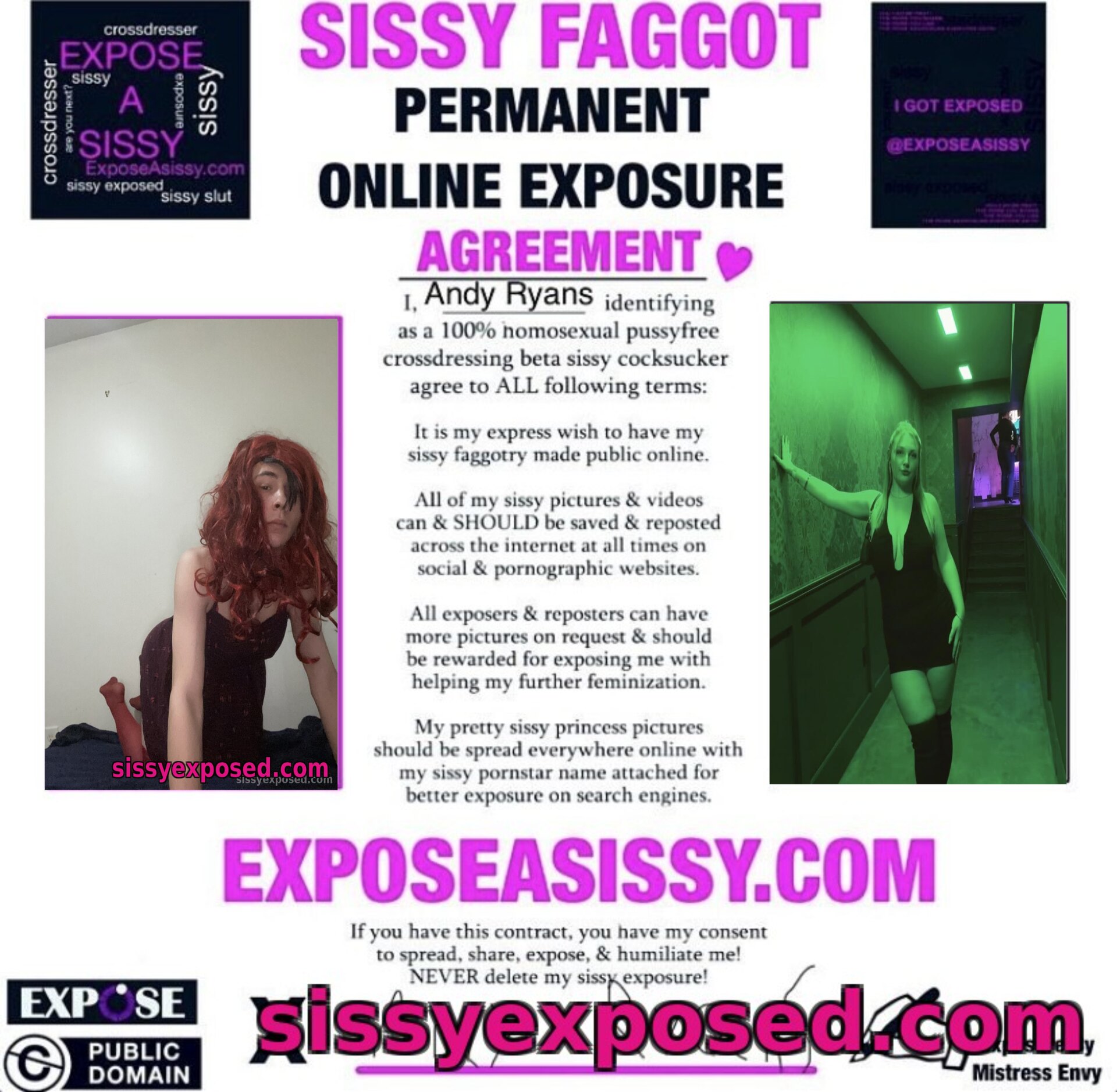 Exposed Sissy Andy Ryans – Permanent Public Exposure