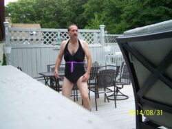 sissy around the house/yard