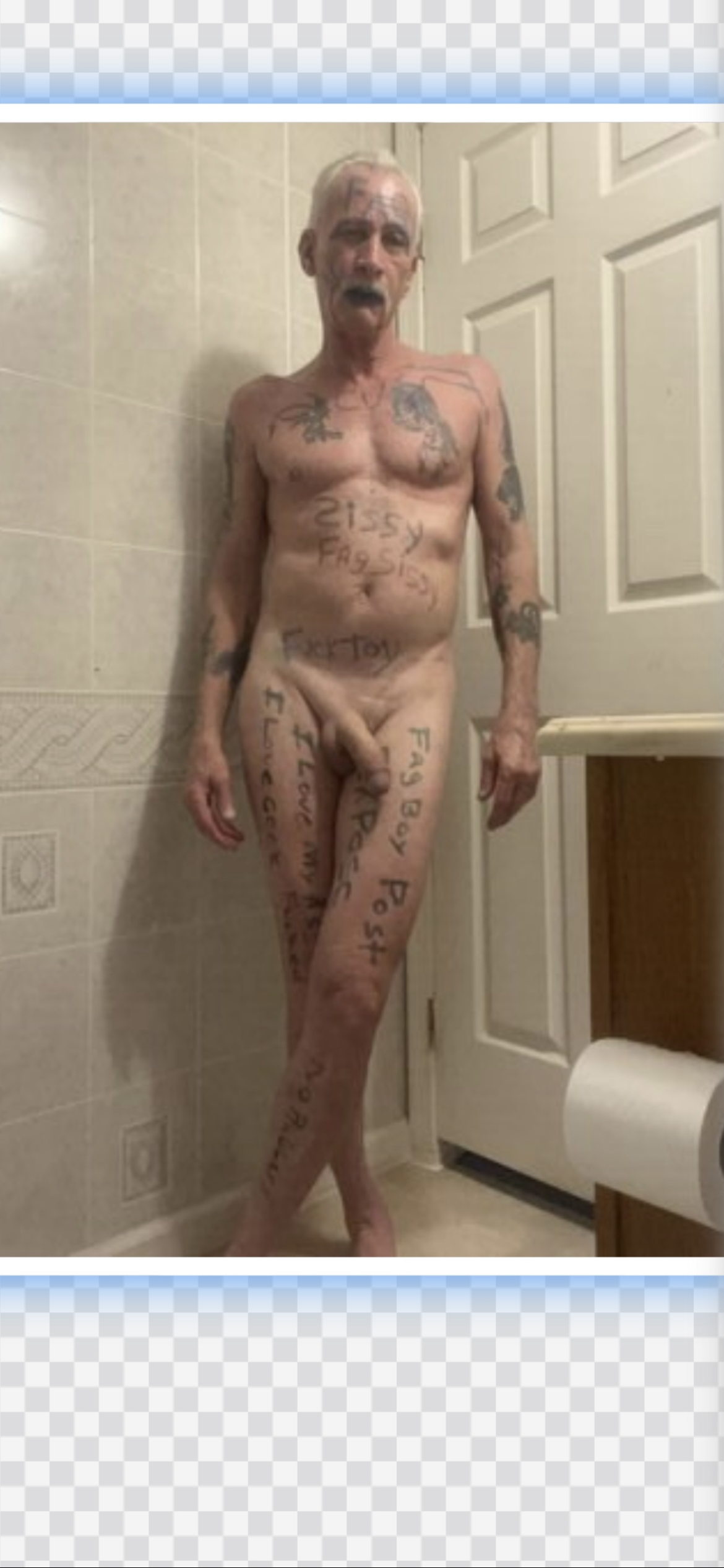 Sissy exposed body writing